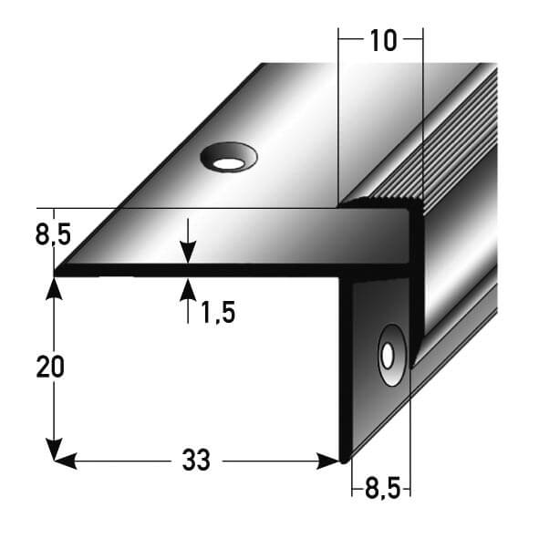 Treppenwinkel Kantenprofil Kantenschutz Aluminium gebohrt dunkel 22x30mm 170cm 